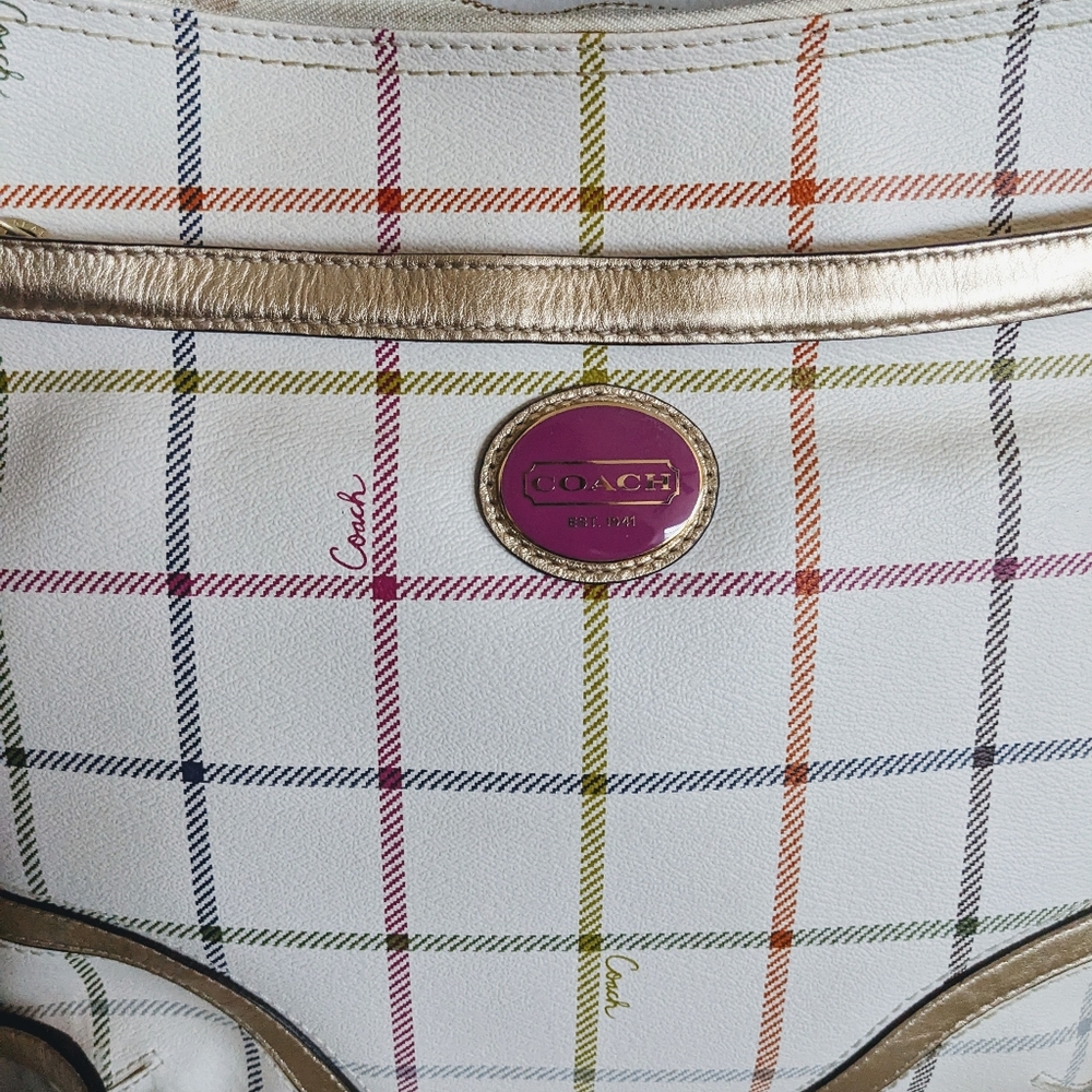 Vintage Coach Tattersall Rainbow Grid Crossbody Purse NOK 1173-F19175 - Picture 6 of 15
